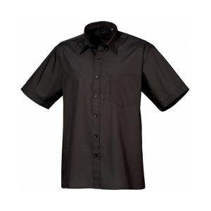 pr202 black ft - Premier Short Sleeve Poplin Shirt