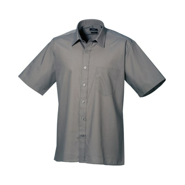 pr202 darkgrey ft - Premier Short Sleeve Poplin Shirt