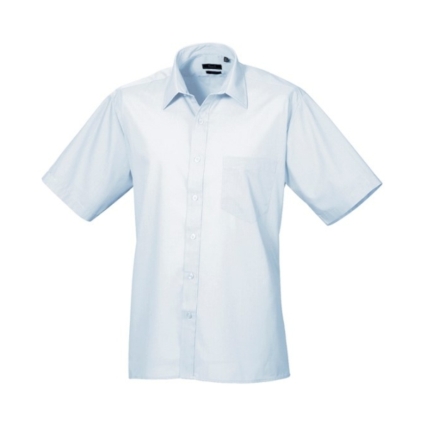 pr202 lightblue ft - Premier Short Sleeve Poplin Shirt