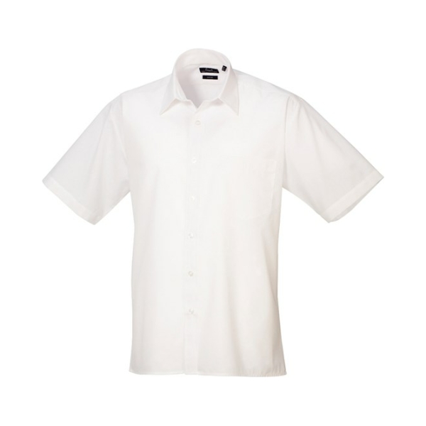 pr202 white ft - Premier Short Sleeve Poplin Shirt
