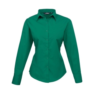 pr300 emerald ft - Premier Women's Poplin Long Sleeve Blouse