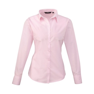 pr300 pink ft - Premier Women's Poplin Long Sleeve Blouse