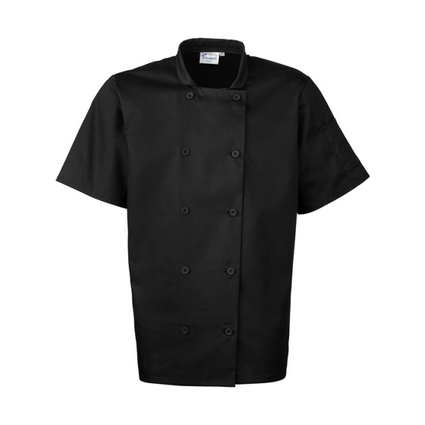 pr656 black ft2 - Premier Short Sleeve Chef's Jacket
