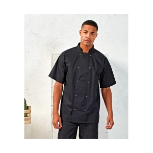 pr664 ls00 2022 - Premier Short Sleeve Studded Chef's Jacket
