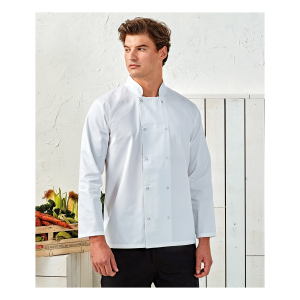 pr665 ls03 2022 - Premier Studded Front Long Sleeve Chef's Jacket