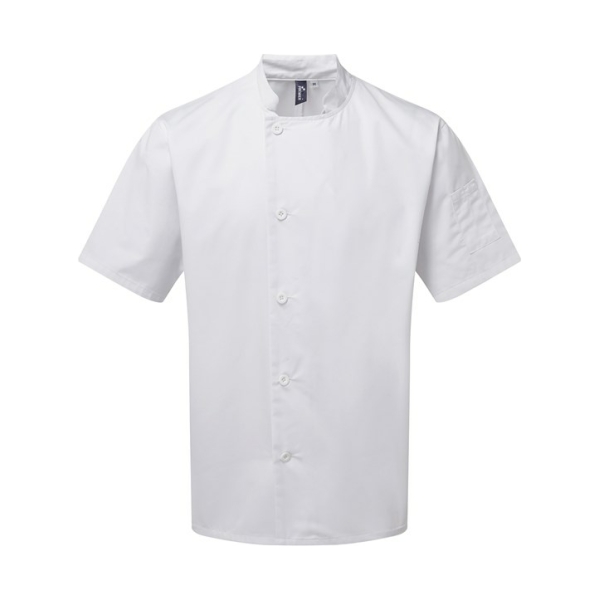 pr900 white ft2 - Premier Essential Short Sleeve Chef's Jacket