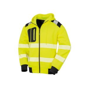r503x fluorescentyellow black ft - Result Recycled Robust Zipped Safety Hoodie