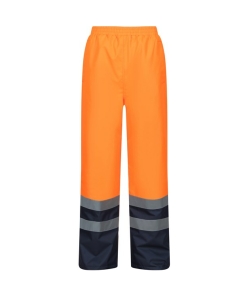 rg468 orange navy ft - Regatta Pro Hi-Vis Insulated Overtrousers