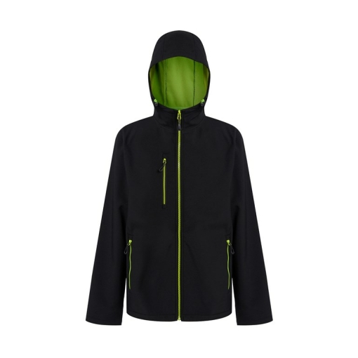 rg594 black lime ft3 - Regatta Navigate 2-Layer Hooded Softshell Jacket