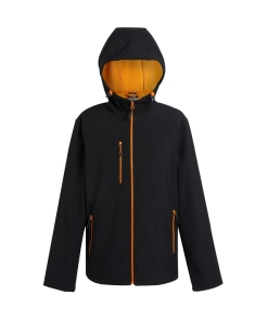 rg594 black orangepop ft3 - Regatta Navigate 2-Layer Hooded Softshell Jacket