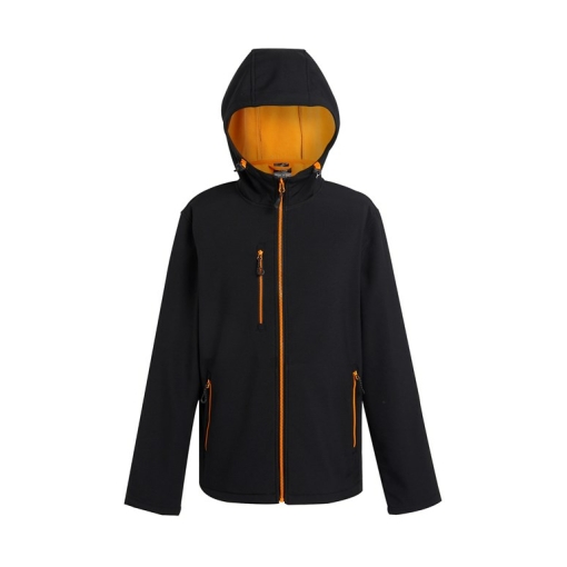 rg594 black orangepop ft3 - Regatta Navigate 2-Layer Hooded Softshell Jacket