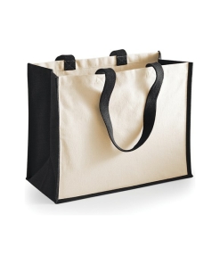 wm422 black ft2 - Westford Mill Jute Classic Shopper Bag