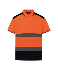 yk104 orange navy ft - Yoko Hi-Vis Two-Tone Polo Shirt